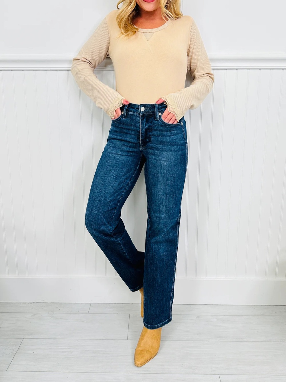 Judy Blue • Be In Control Tummy Control NWT Sz 0 Straight Dark Wash Jean - Picture 3 of 11